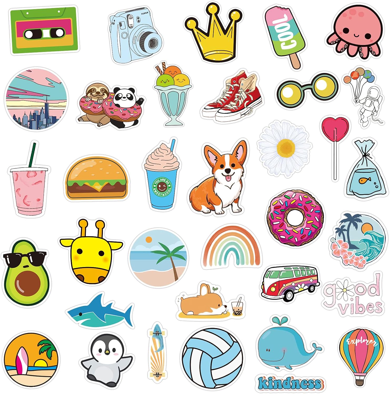 Stickers for Water Bottles, 102 Pack/PCS Cute Hydroflask Stickers, Waterproof Vsco Vinyl Aesthetic Computer Laptop Phone Stickers for Teens Kids Girls, Sticker Packs. : Toys & Games