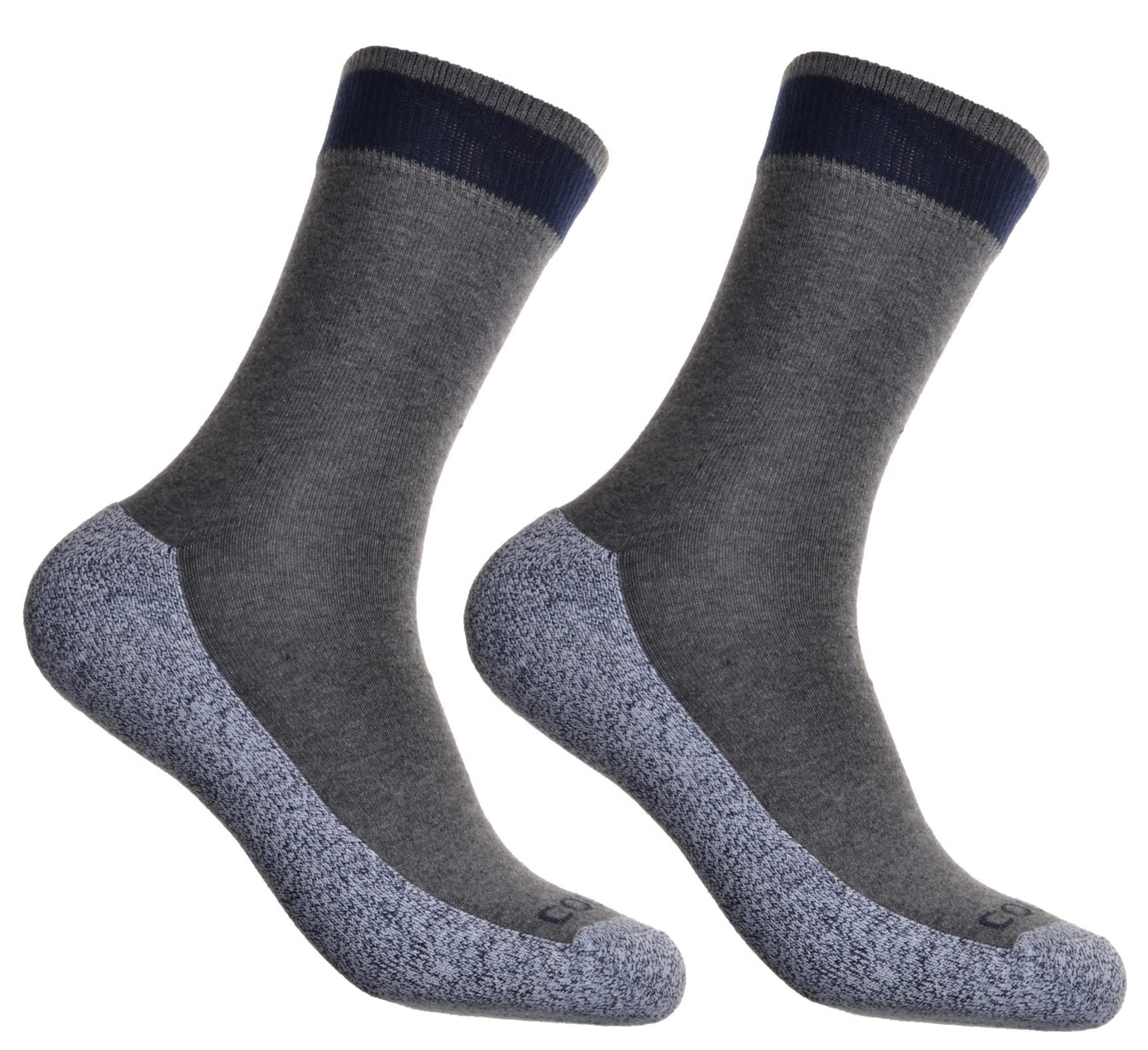 Wb Socks Men's Grey 2 Pairs Of Cotton Coolmax Walking Socks