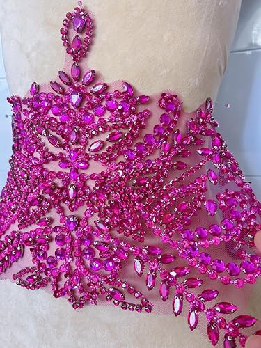 Miniatura 28 de Parches de costura de encaje con cuentas con piedras y cristales de diamantes de imitación cosidos, manualidades para disfraces de boda, decoración