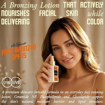 Eda Taspnar Gradual Face Tanning Lotion Bronzing Face Tanner with DHA, Ceramide NP & Phospholipids I Natural Glow Face Bronzer Lotion I Streak-Free Application I 50ml / 1.7 fl oz