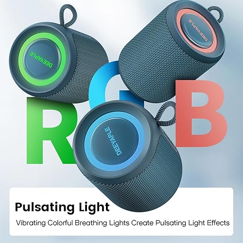 Miniatura 4 de Altavoz Bluetooth inalámbrico, IP67 impermeable y a prueba de polvo altavoz portátil con luces, sonido estéreo fuerte de 15 W, batería de 2500 mAh