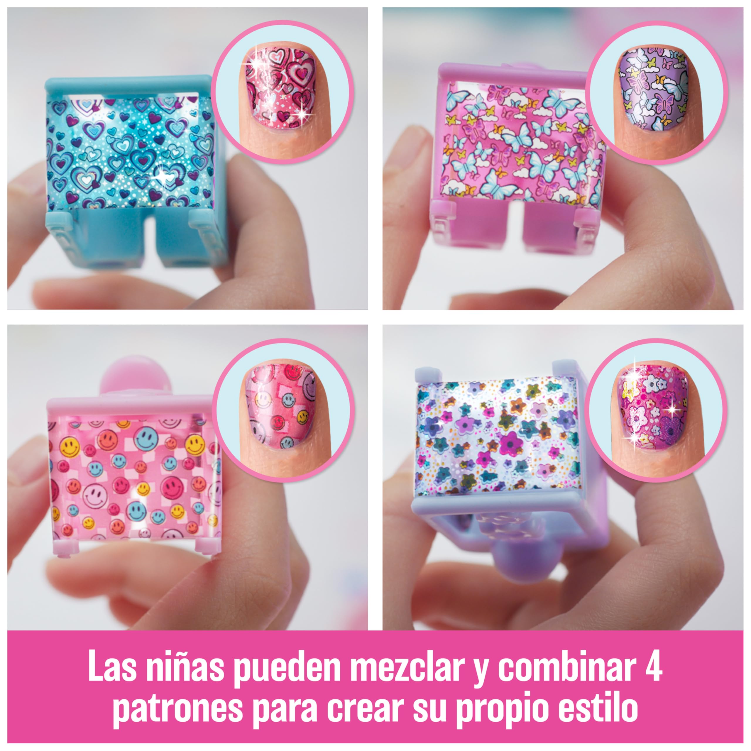 Cool MAKER - Go Glam Nail Studio - KIT MANICURA PARA NIÑAS: Crea 200 Uñas con 4 Diseños Diferentes - Manualidades - Juguetes Niñas 7 Años +