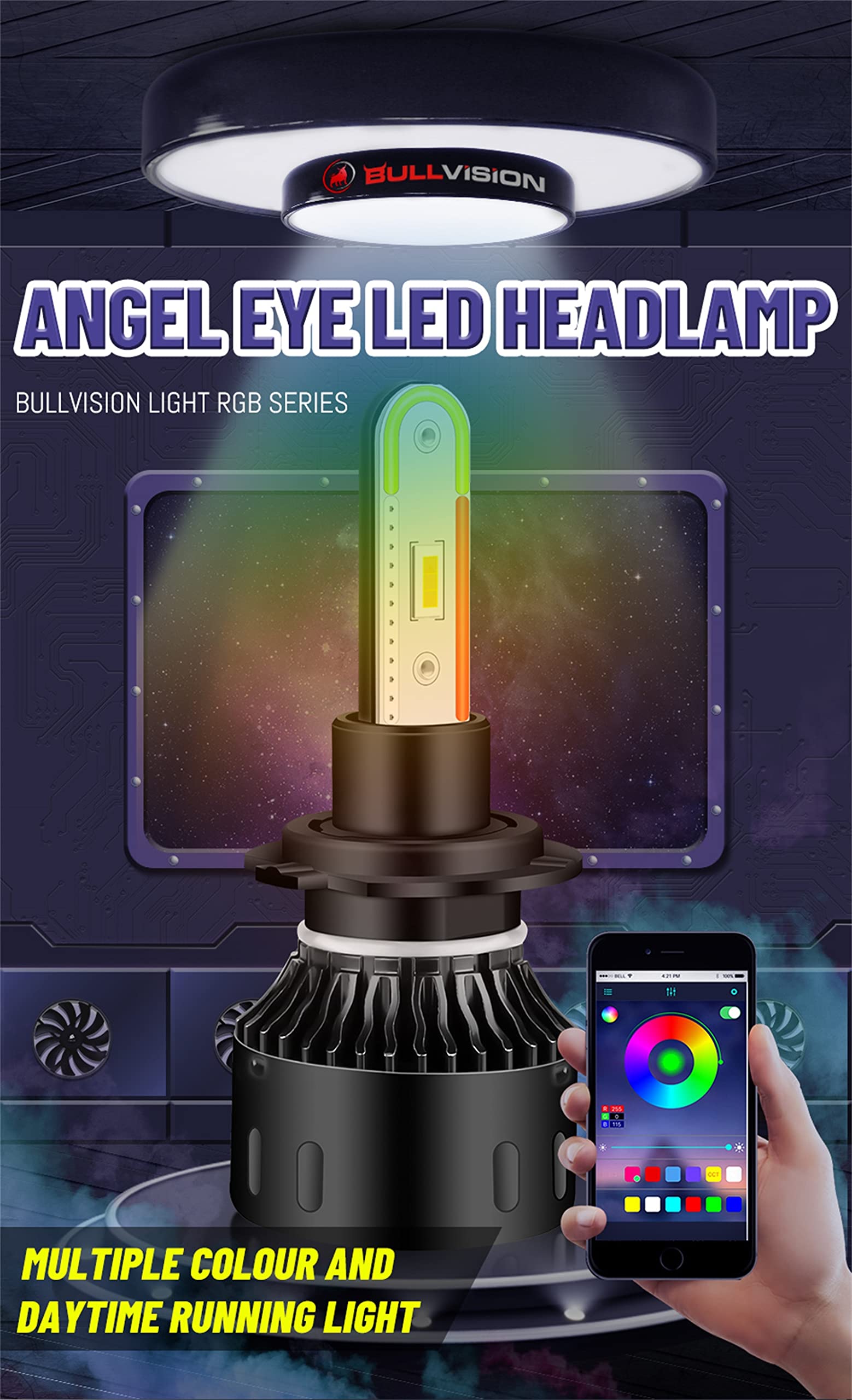 Amazon | ヘッドランプLED電球、H4 H7 LED RGBヘッドライト