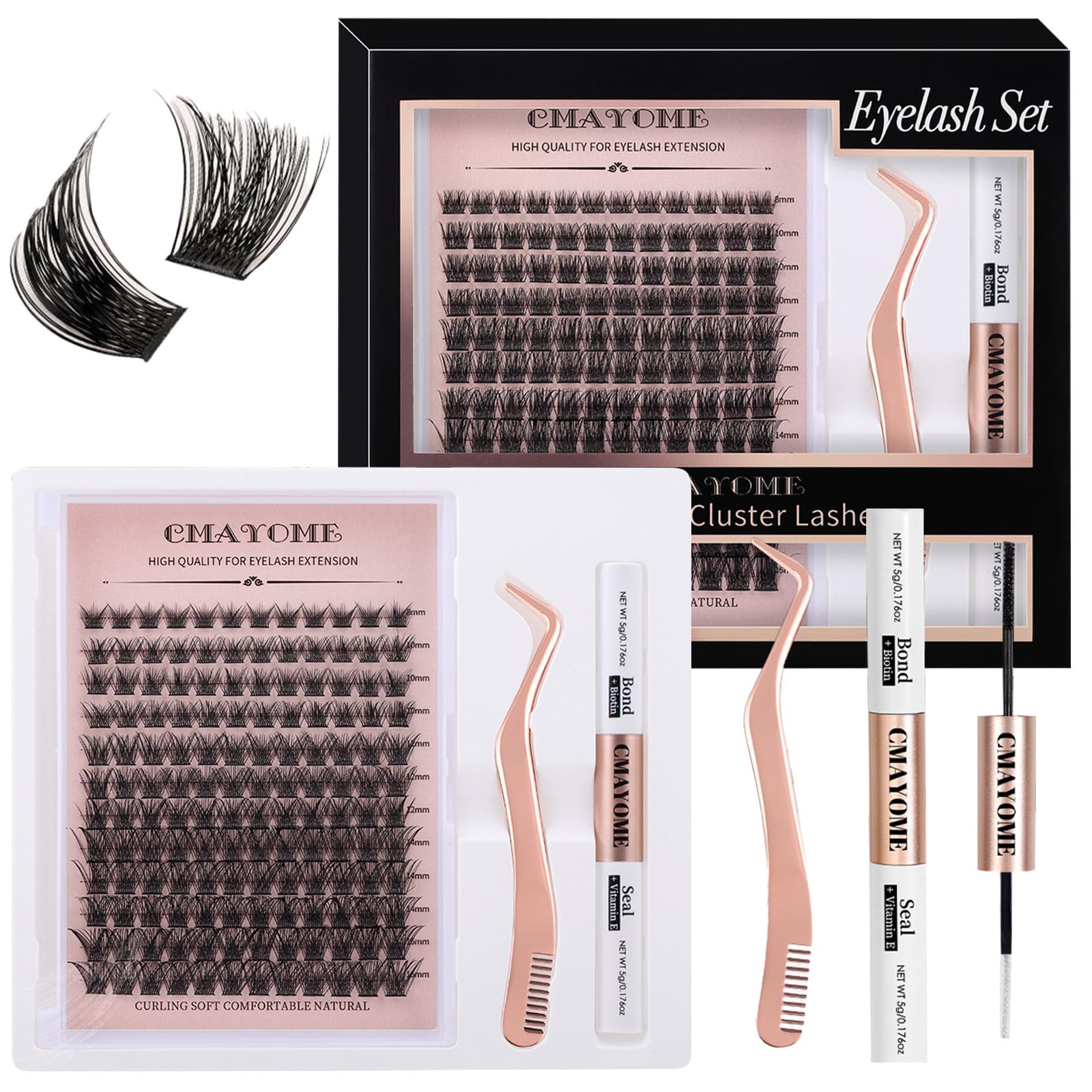 VEGCOO Kit Ciglia Extension, Ciuffetti Ciglia Finte, C Curl 8-16mm Lash Clusters Individual Eyelashes Naturali per Ragazze e Donne