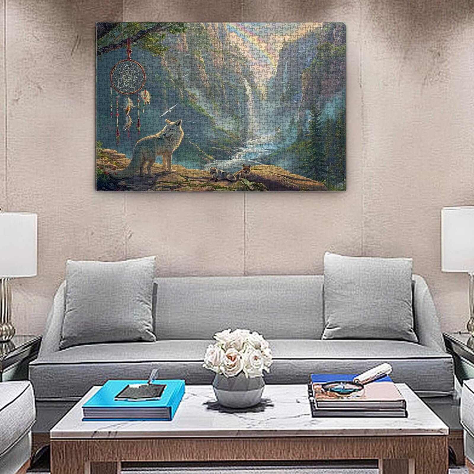 Jigsaw Puzzle, 2000 Pezzi Puzzle Classici, Lupo Puzzle Rilassamento Intelligence, Mpossibile Difficile Puzzles impegnativo per adulti Puzzles per Gioco Familiare, Regalo per Amore Amico Cascate K0F-38