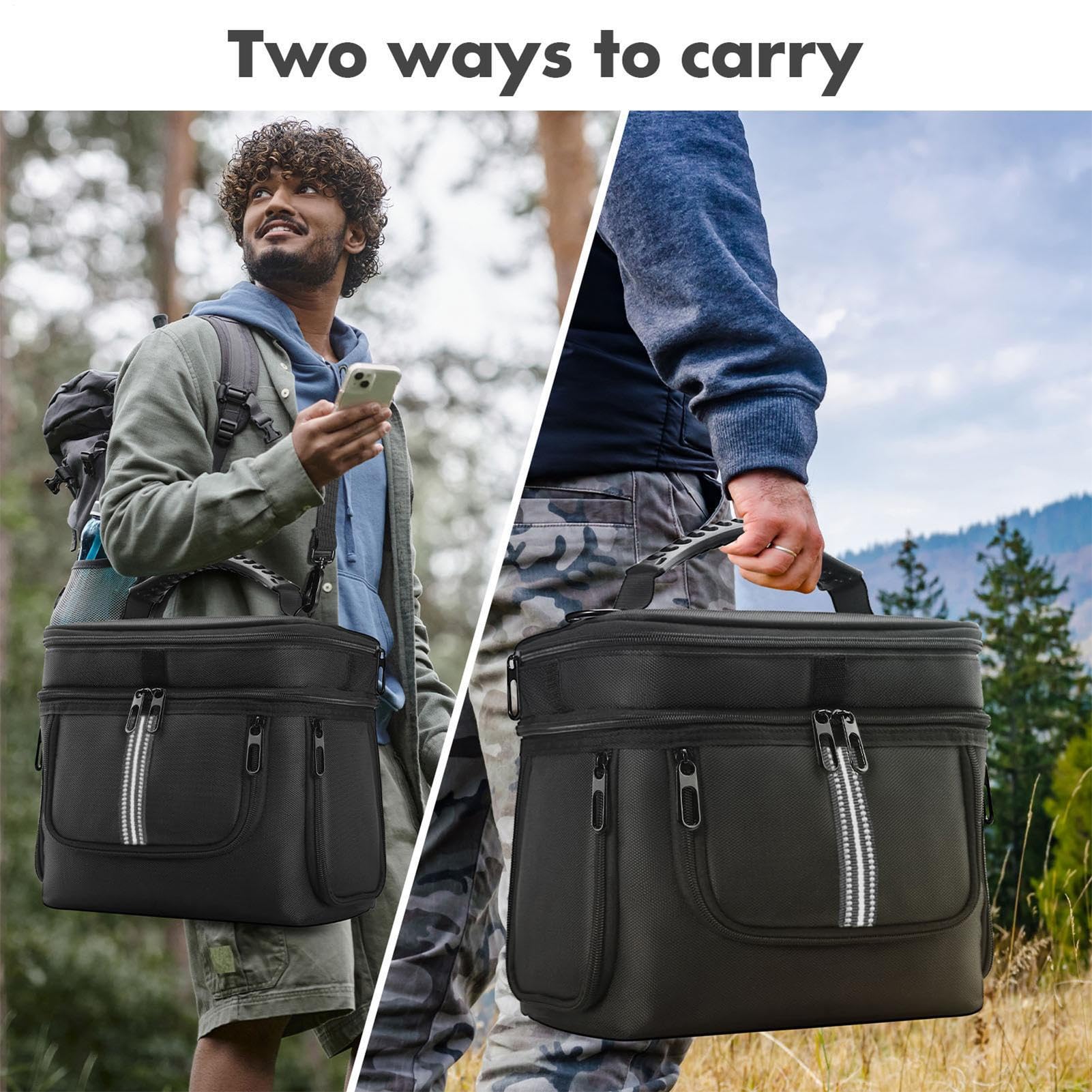 Tragbare Akku-Tragetasche, 15,2 x 27 cm Aufbewahrung, Tragetasche, schützender Schultergurt, für Roadtrip, Gartenparty, Organizer, Kabel-Ladebox, robuste Abdeckung, Lieferwagen, Life Pack