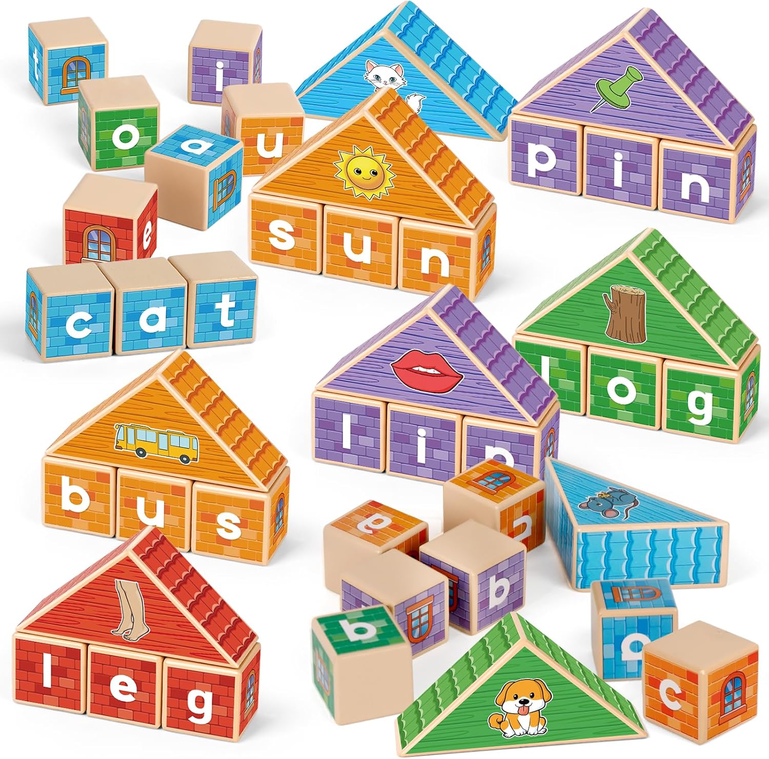 CVC Word Games, Phonics Game for Kids, Spelling Games, Preschool Learning Activities, Building Blocks for Toddlers, Learn to Read, English Learning Tools, Kindergarten Classroom Must Haves