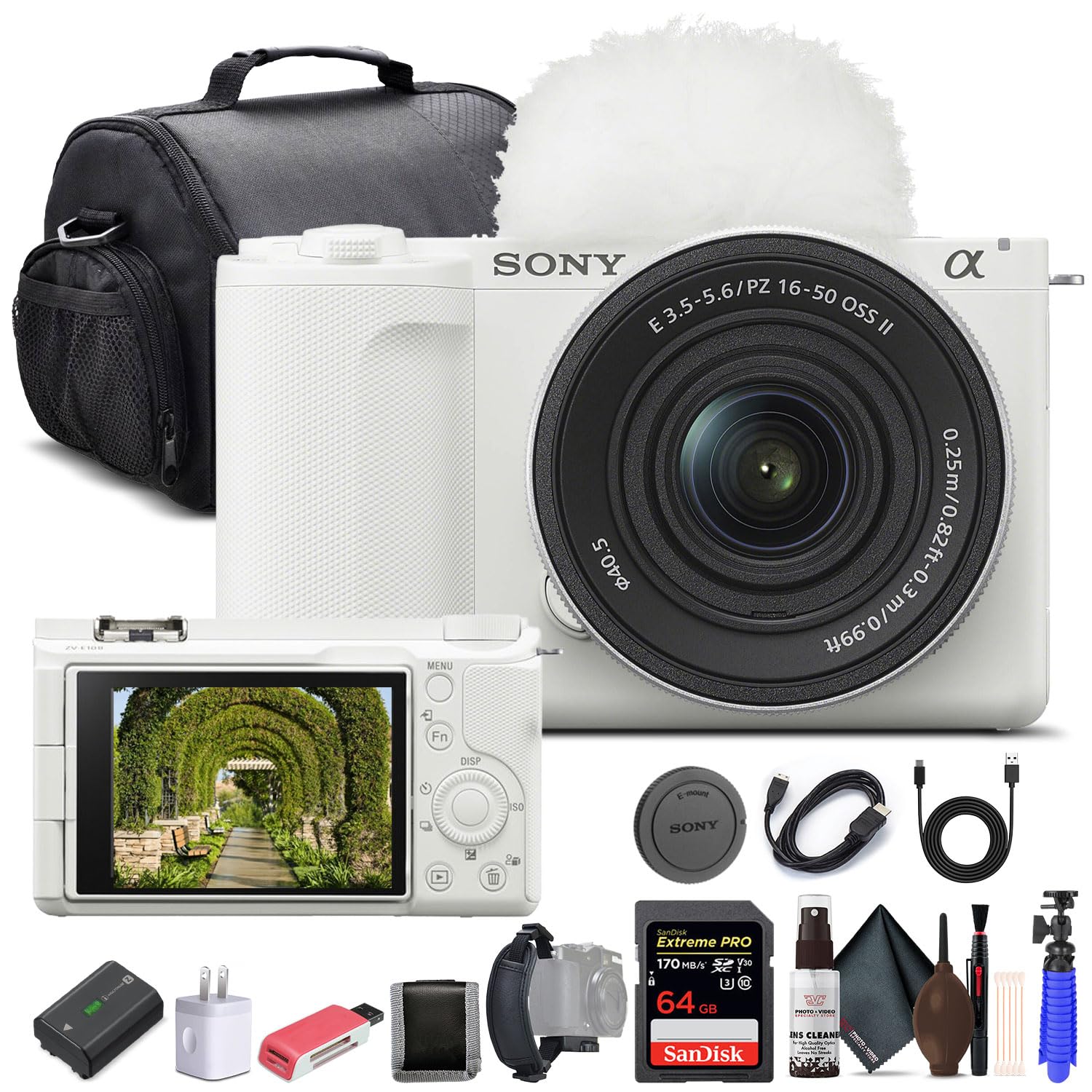SONY ZV-E10 ホワイト 16-50mm ossレンズ付き Sony ZV-E10 Mirrorless Camera with 16-50mm Lens - White