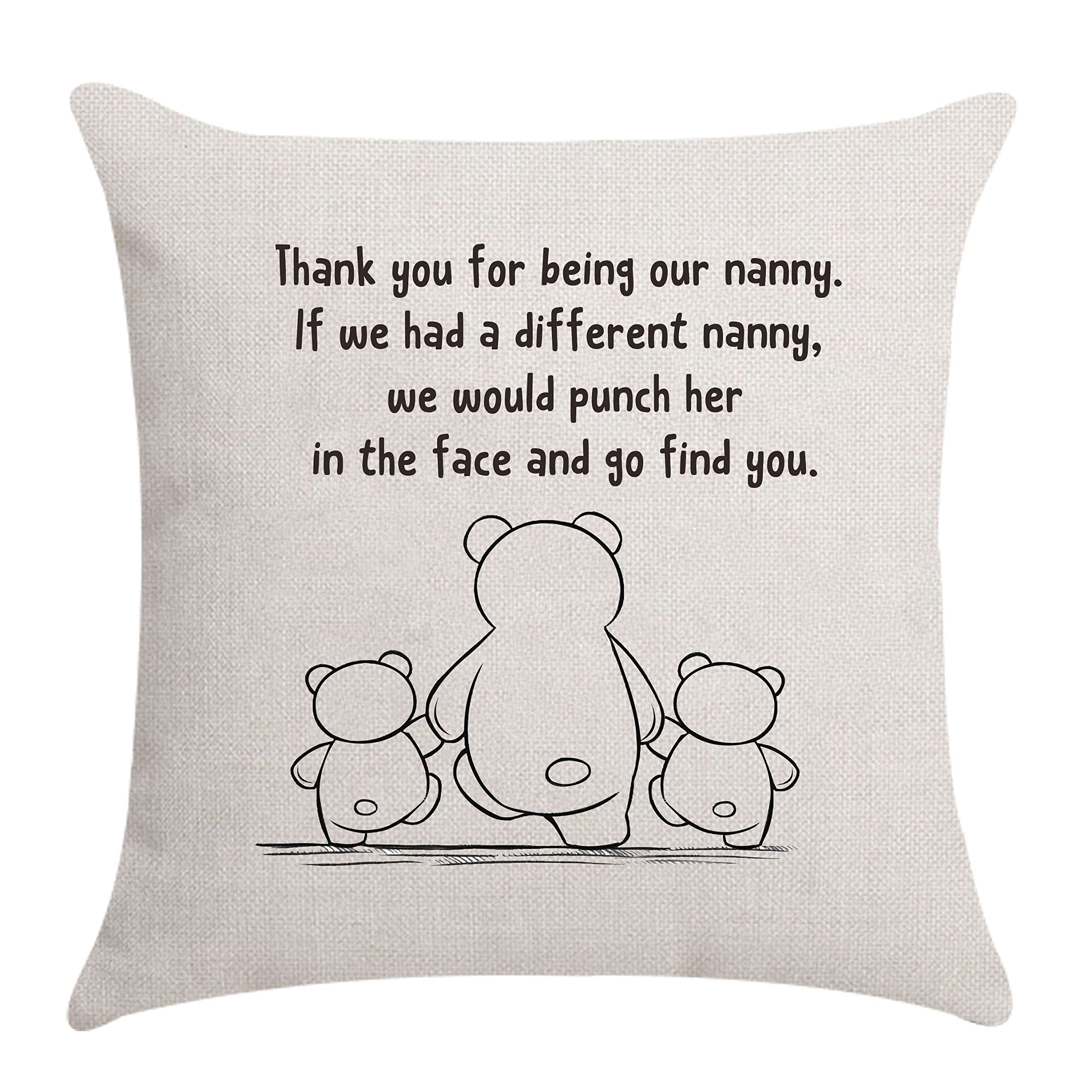 AocasoNnany Gifts Nanny Nana Grandmother Grandma Cushion Cover Throw Pillow Cover, Grandma Birthday Gifts (thank you for being our nanny)