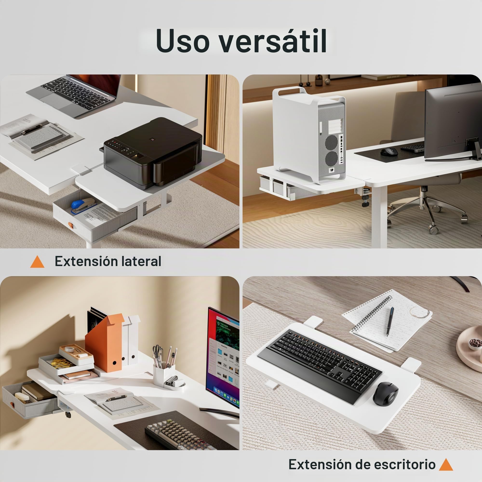 PEGZONE Extensión de escritorio con cajones de almacenamiento, 600 x 300 mm, ampliación ergonómica para escritorio, bandeja para teclado, estante para reposabrazos, adecuado para el hogar y la oficina