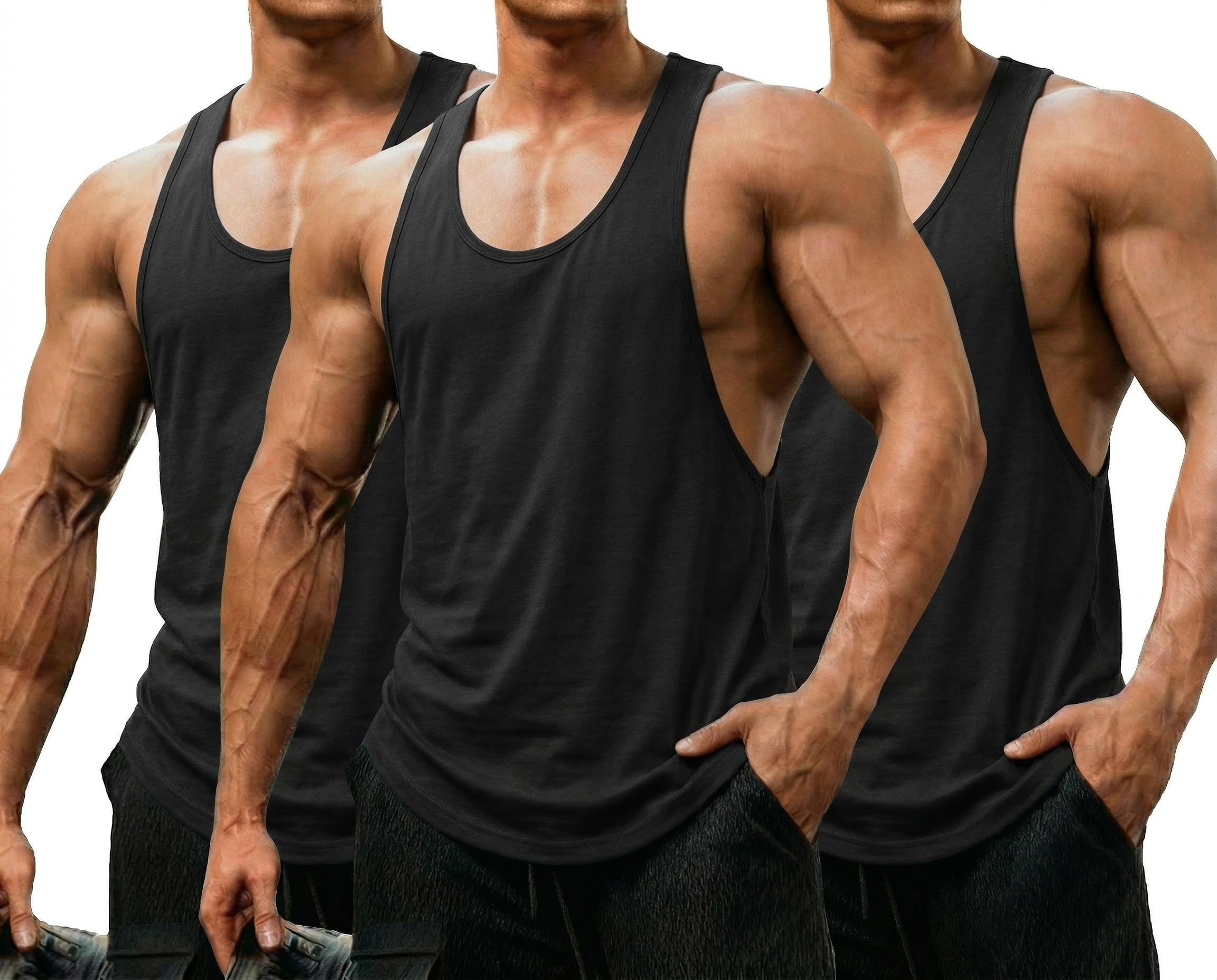 COOFANDY Camiseta de tirantes para hombre, 3 unidades, para culturismo y entrenamiento, sin mangas, para fitness, gimnasio, verano, deportes — view 7