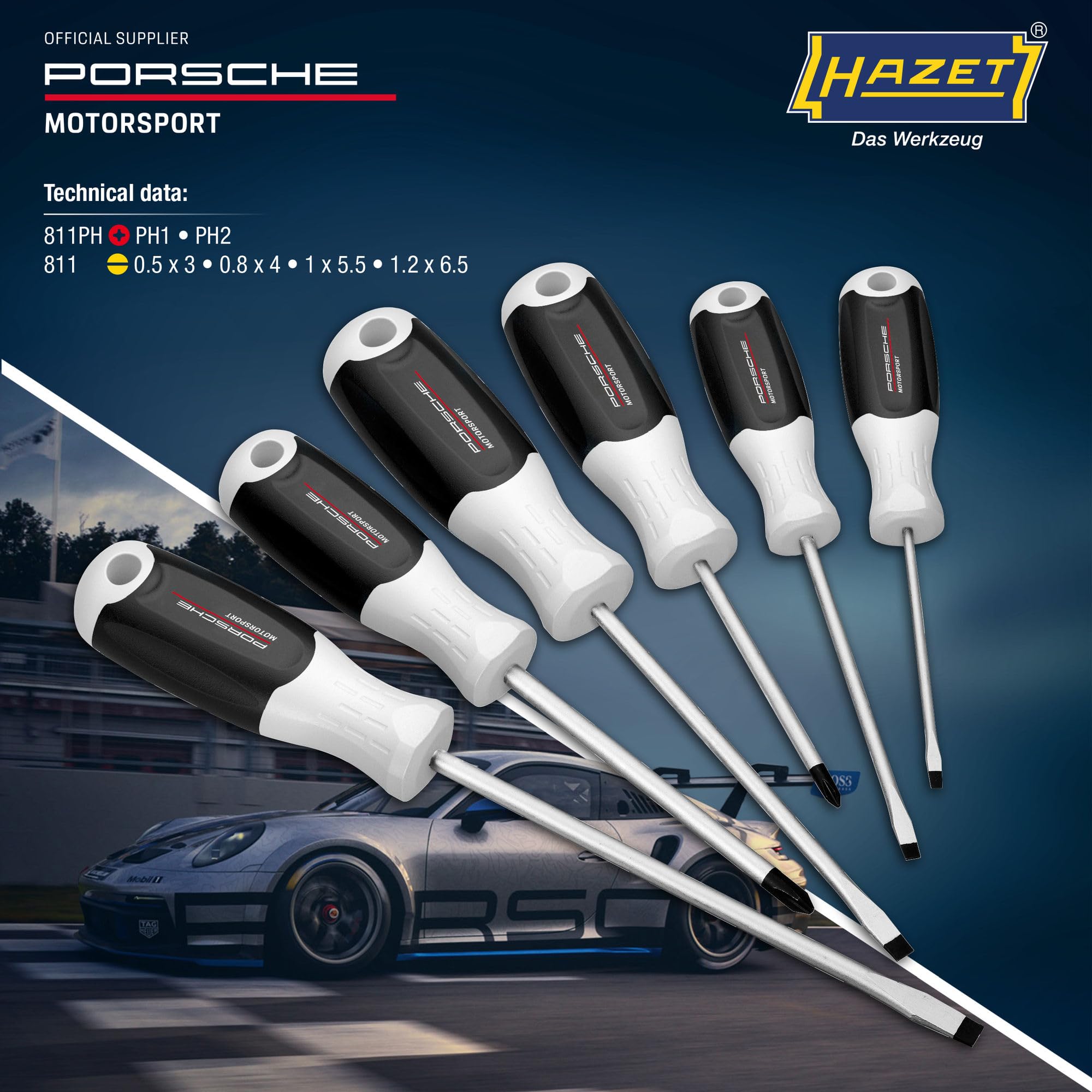 HAZET Porsche Motorsport Edition 811/6-PD Screwdriver Set 6-Piece