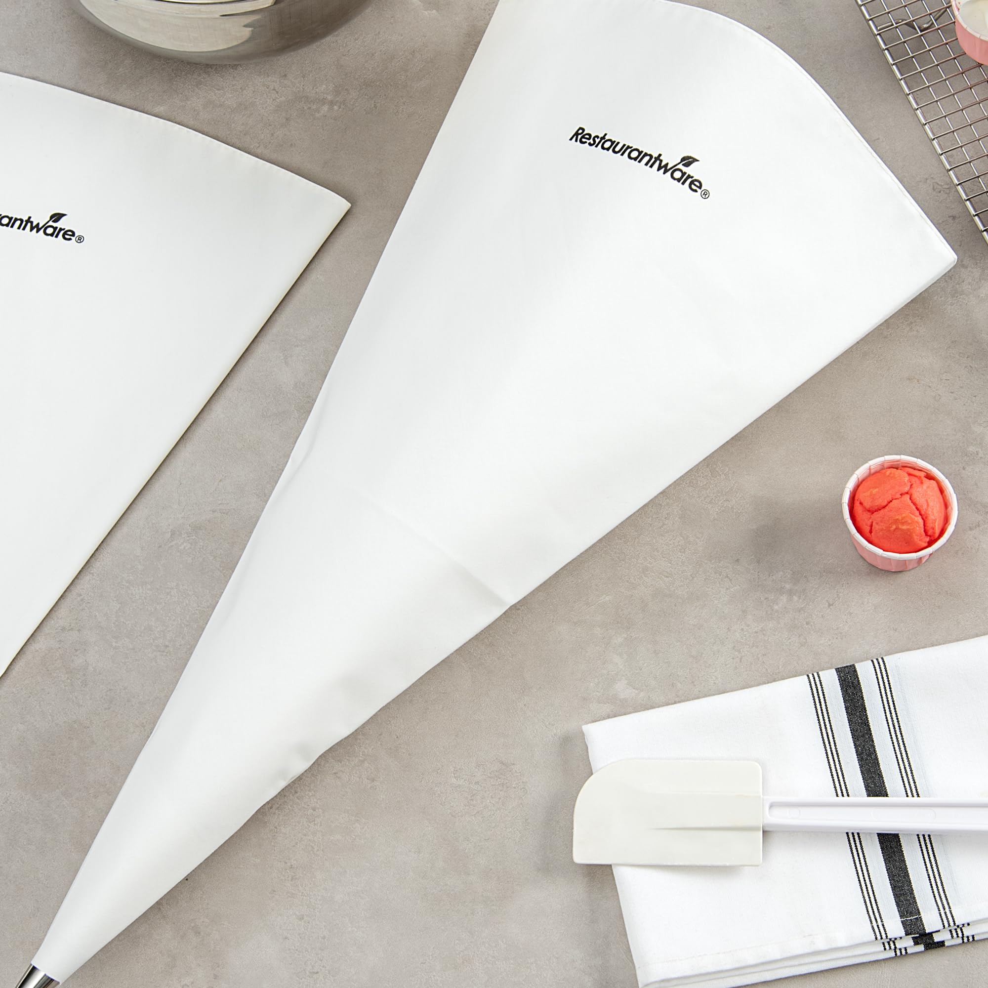 Restaurantware Spritzbeutel 144 Stück 60 cm Segeltuch Kuchen Dekorieren Beutel für Zuckerguss Gebäck Dekorateur Verstärkter Griff Fettdicht Weiß