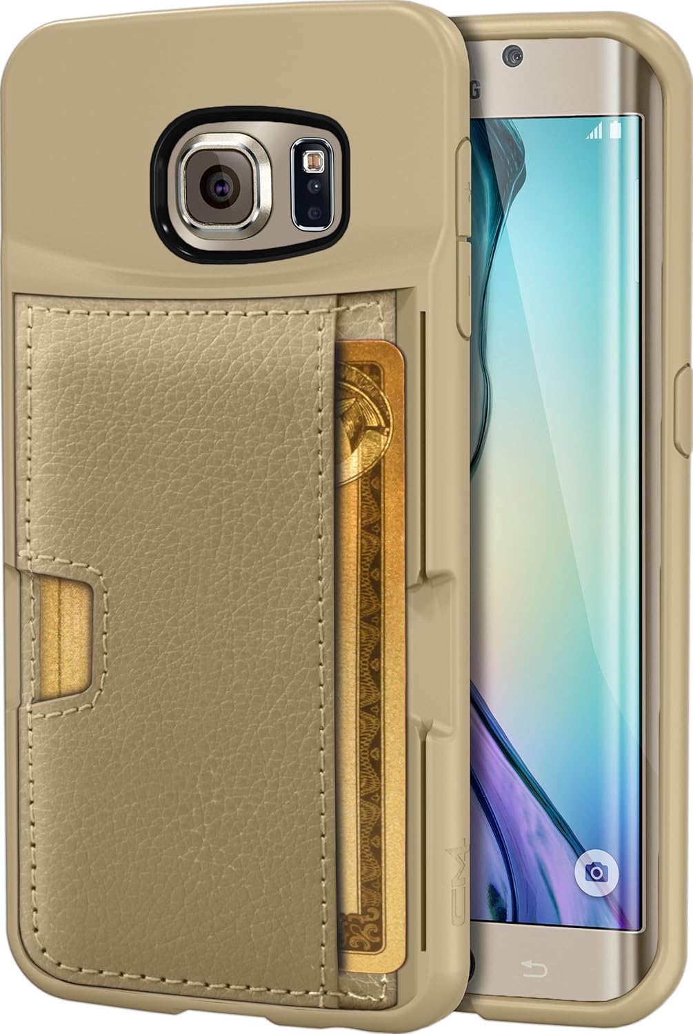 Smartish® Galaxy S6 Edge Wallet Case - Q Card Case for Samsung Galaxy S6 Edge - Ultra Slim Protective Kickstand Credit Card Carrying Case (CM4) - Platinum Gold
