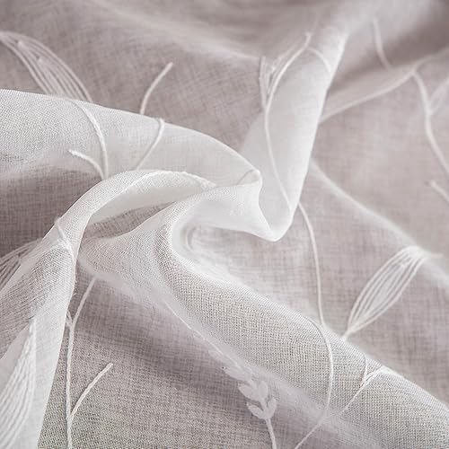 Miniatura 4 de VOGOL Cenefa transparente con bolsillo para cortinero, cenefa lisa para cortinas de cocina para ventanas, paneles de cortina bordados para