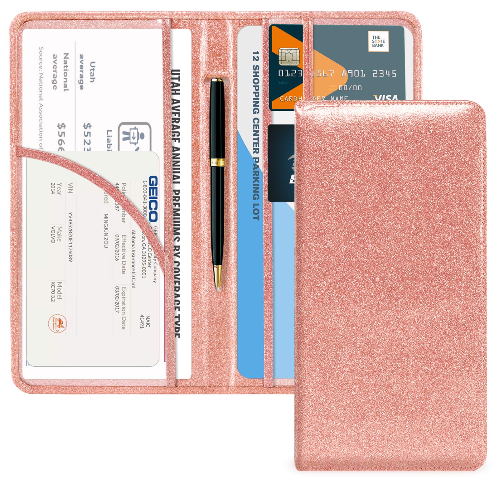 CoBak Car Registration and Insurance Holder | Vehicle Glove Box Organizer, Auto Truck Compartment Document Case with Magnetic Closure for Insurance &amp; Driver License