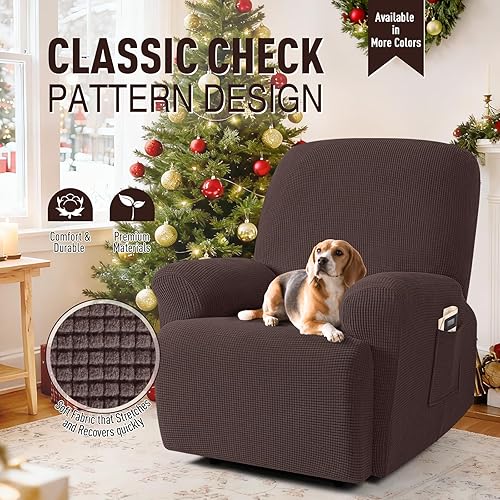 Miniatura 2 de TAOCOCO - Fundas protectoras de gran tamaño para sillones reclinables de 1 plaza, elásticas y suaves con patrón de jacquard, color chocolate