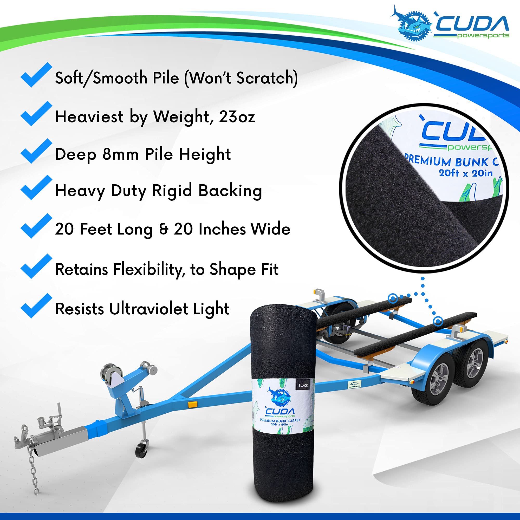Buy Cuda Powersports Boat Trailer Bunk Carpet for Boat Trailers; 23oz
