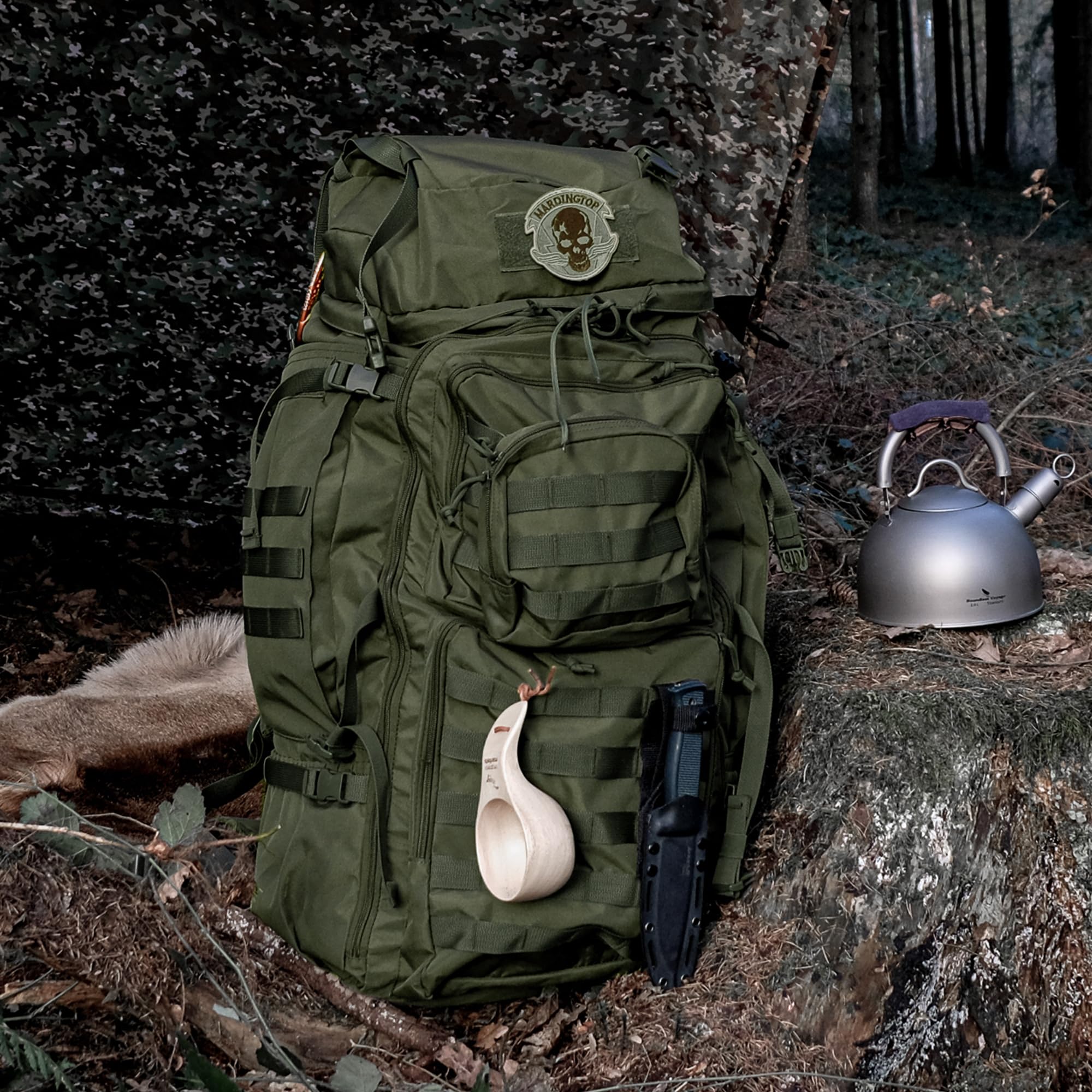 Mardingtop 75L Zaino Tattico Militare da Trekking e Montagna con Copertura Antipioggia, Sistema MOLLE, Grande Capacità per Escursionismo ed Esterno (75l-Verde Militare)