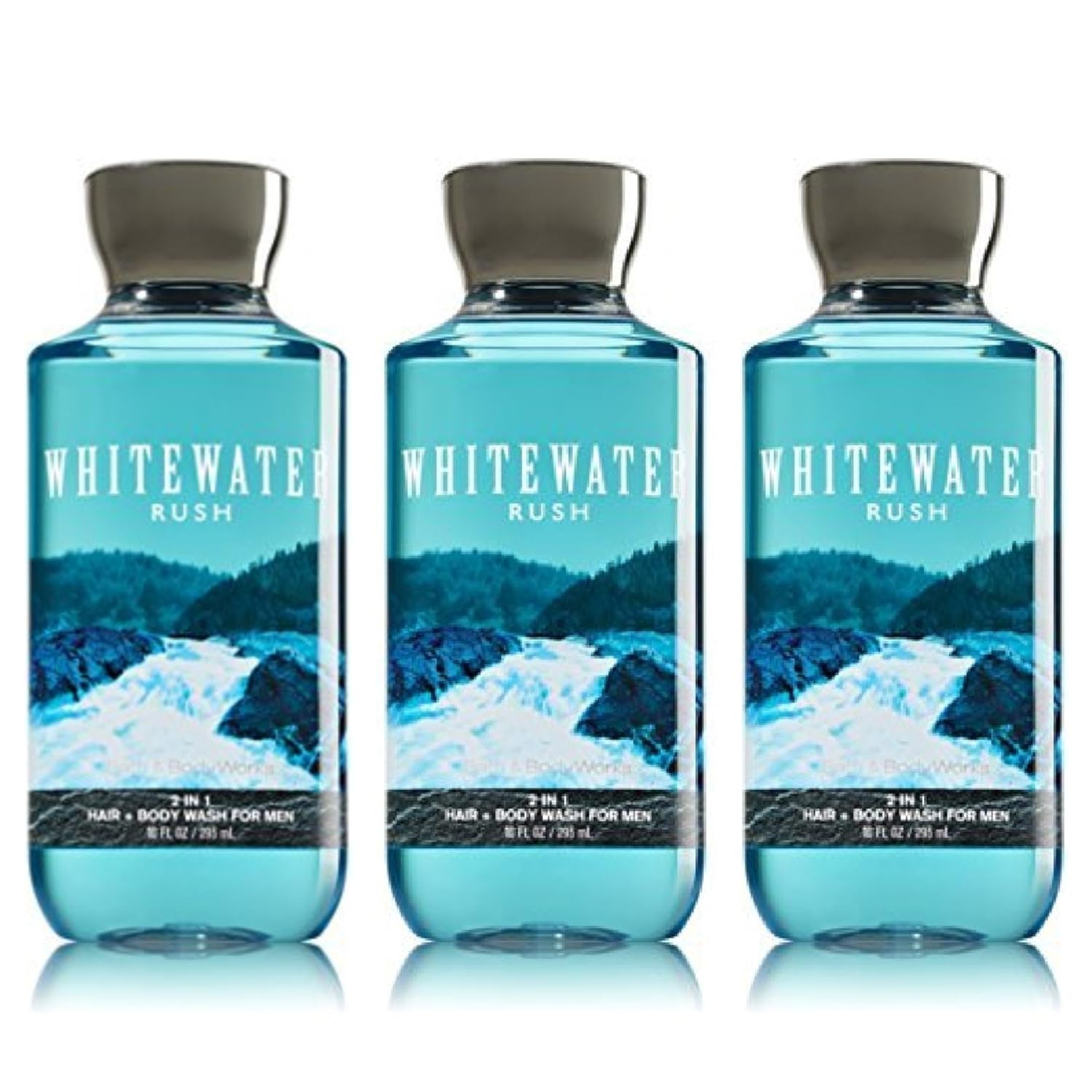 Lot of 3 Bath & Body Works Whitewater Rush 2 in 1 Hair & Body Wash for Men (Whitewater Rush)