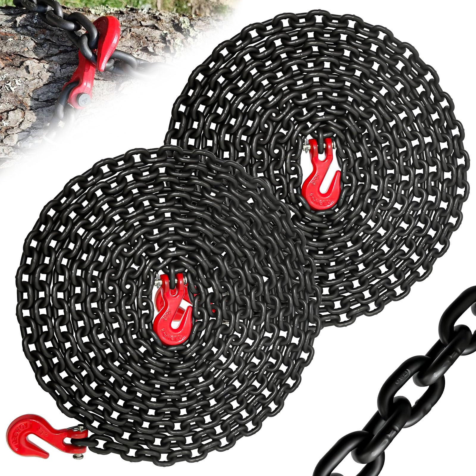 YATOINTO Grade 80 Log Chain 5/16'' X 14 Feet With Grab And Slip Hooks - View #9