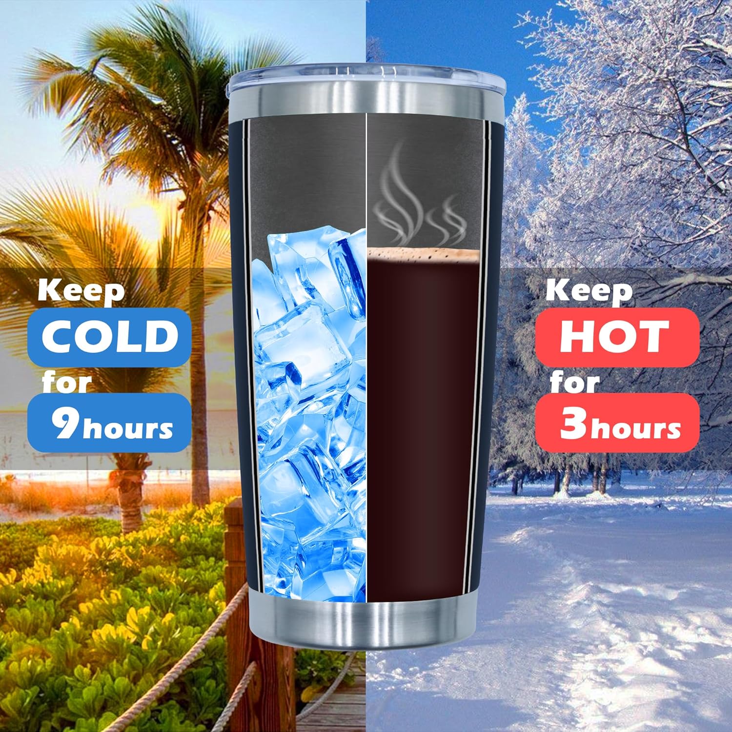 20oz Tumbler Bulk Stainless Steel Tumblers with Lid Vacuum Insulated Double Wall Travel Coffee Mug Powder Coated Tumbler Cup for Hot and Cold Drinks(Navy Blue, 6 pack) - Image 4