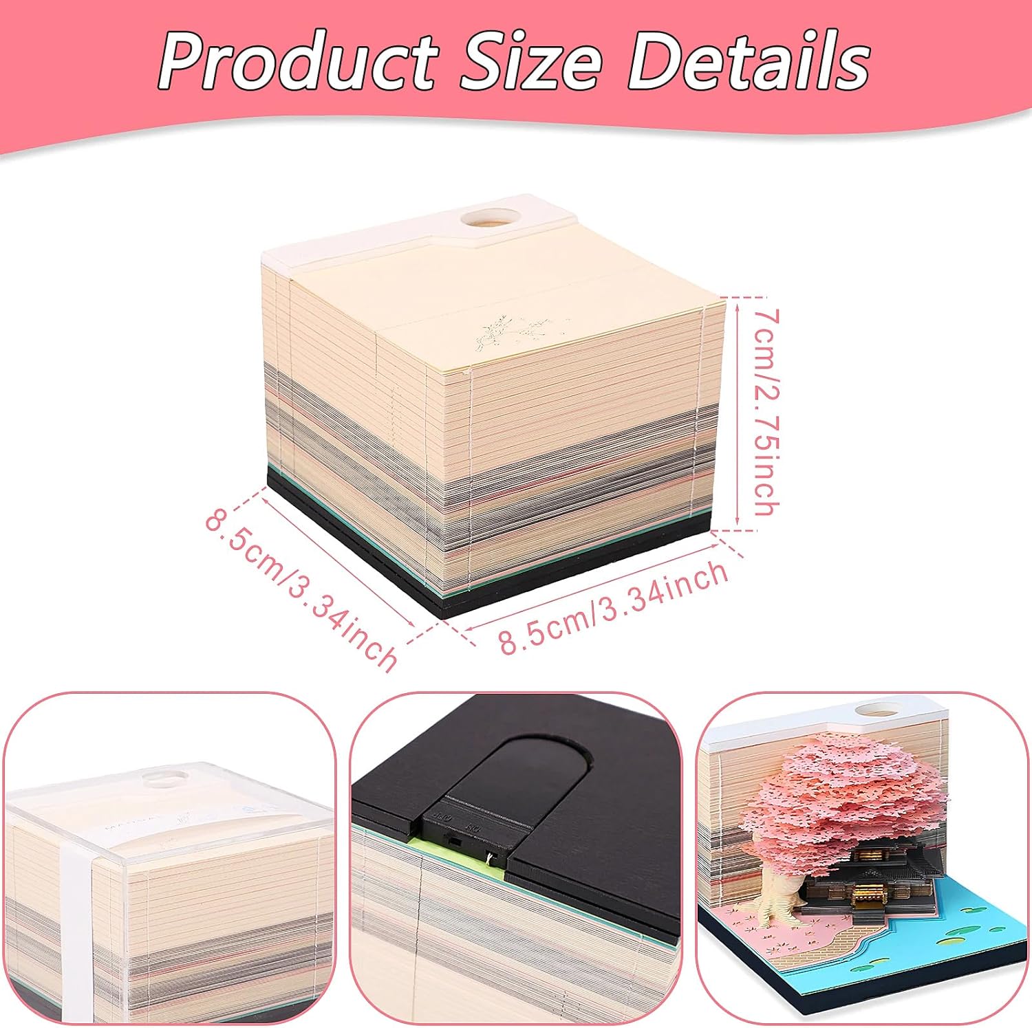 2024 メモ帳紙カービングカレンダー、3D デスクトップカレンダー、タイムピースカレンダー、自宅の学校のオフィス DIY デコレー