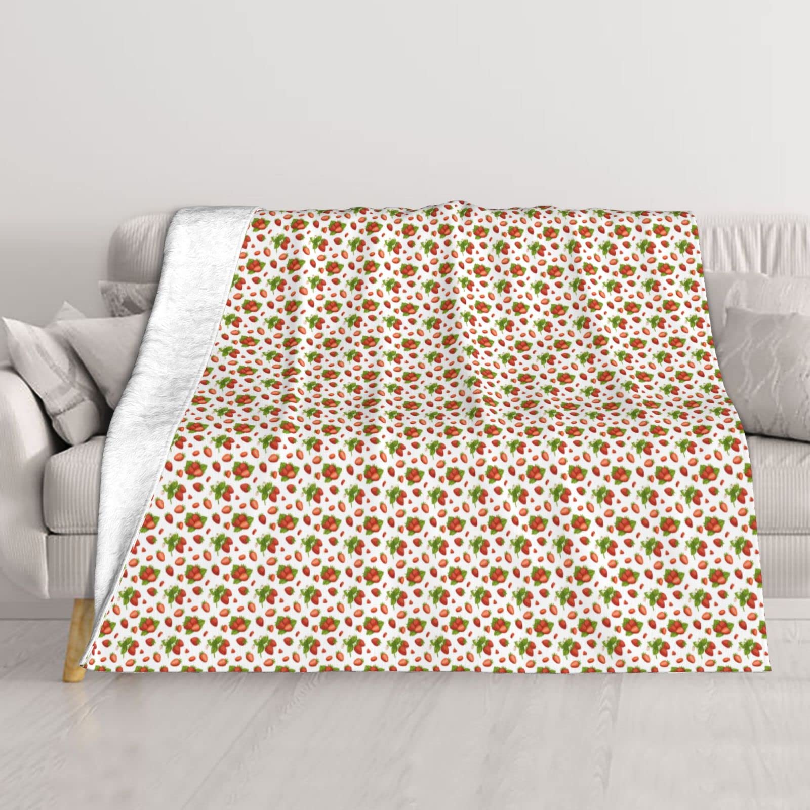 Couverture en peluche premium toutes saisons motif feuilles