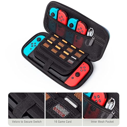 Miniatura 4 de Lokigo Carrying Case for Nintendo SwitchSwitch OLED Model (2021), Portable Travel Girls Carry Case Protective Hard Shell with 16 Games Card