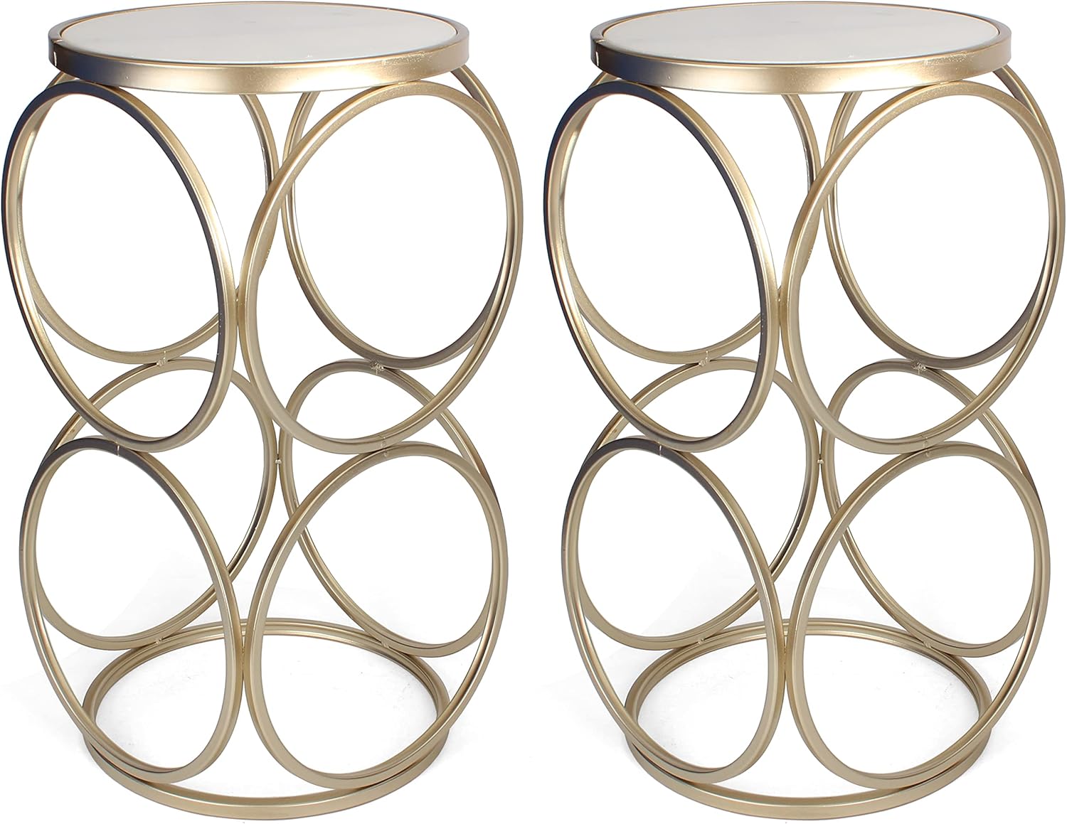 Round End Table Gold End Table with Marble Top Round