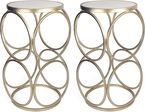 Rutledge & King Britton - Mesa auxiliar redonda con parte superior de mármol, mesa auxiliar redonda de metal dorado y mármol, mesa auxiliar Rutledge