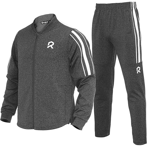 R RAMBLER 1985 Mens track suit set 2 pieces casual Active Sweatsuit zip up jacket pants jogging outwear