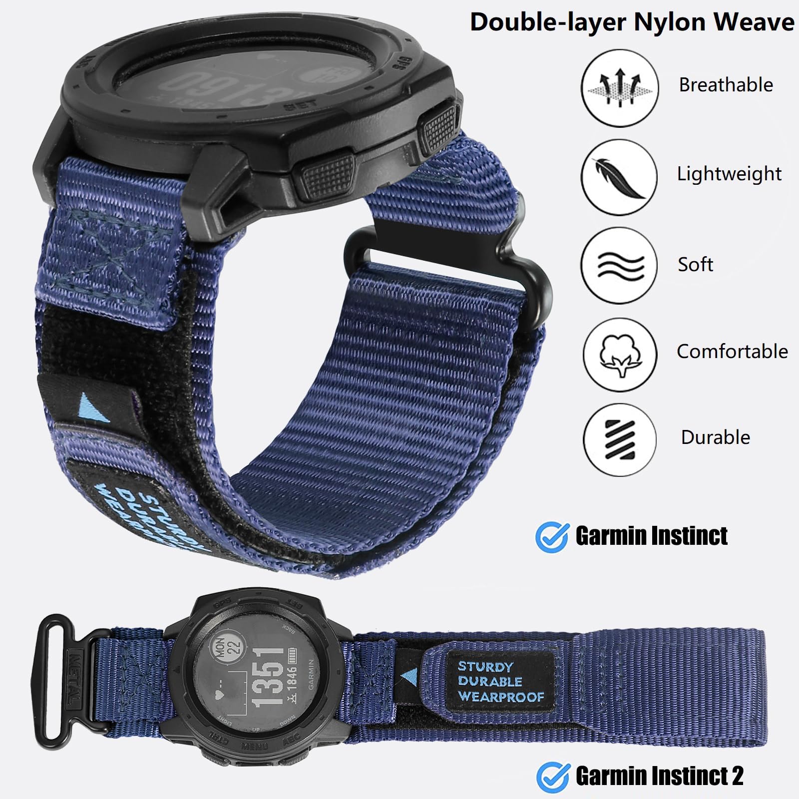 Rugged Watch Strap for Garmin Instinct/Instinct 2 Solar/Instinct3 45mm - Image 3