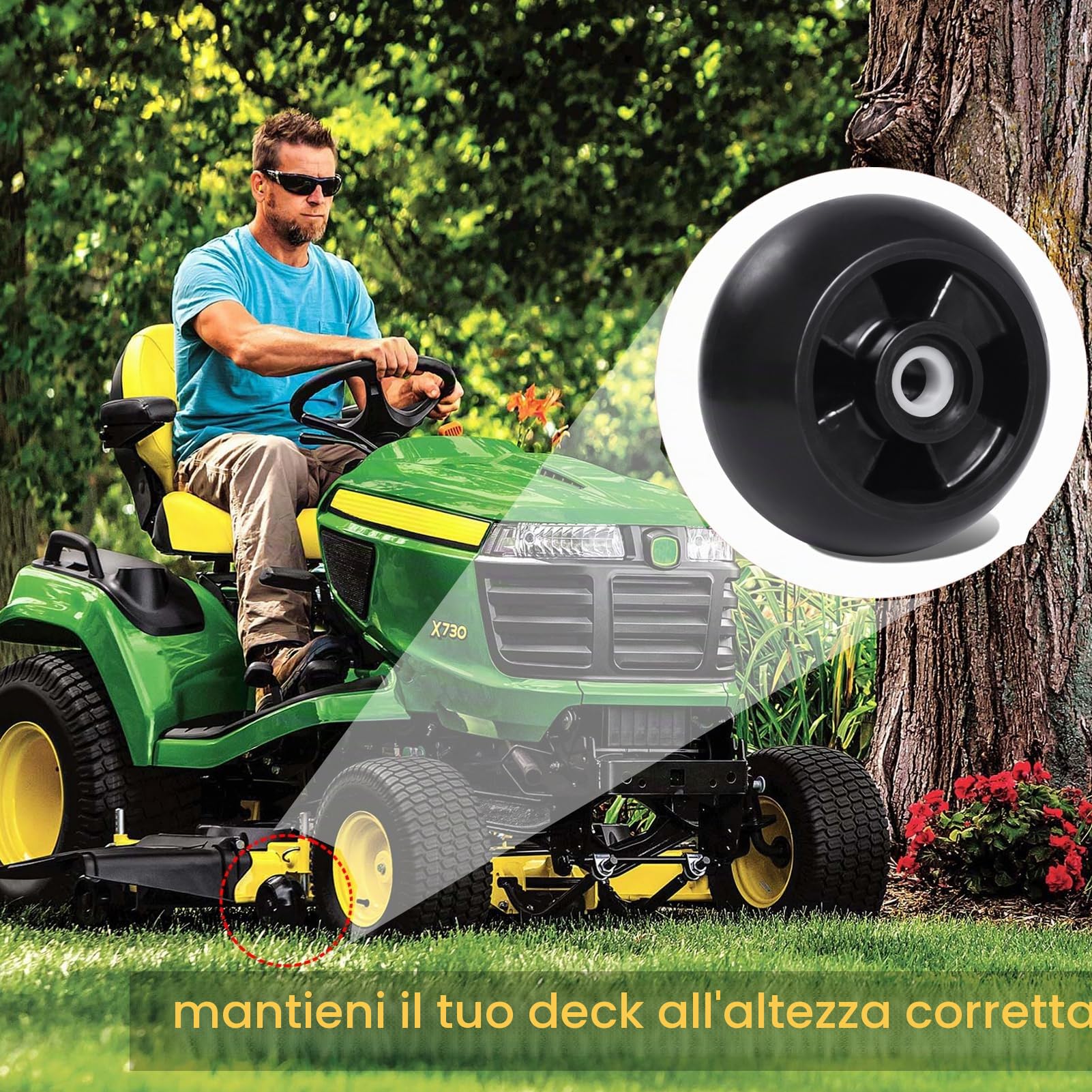 Kit di 4 ruote per trattorini John Deere da 121,9 cm, 137,2 cm, 157,5 cm, 182,9 cm, 152,4 cm, trattori da giardino, ricambio # AM125172 AM124706 210-300