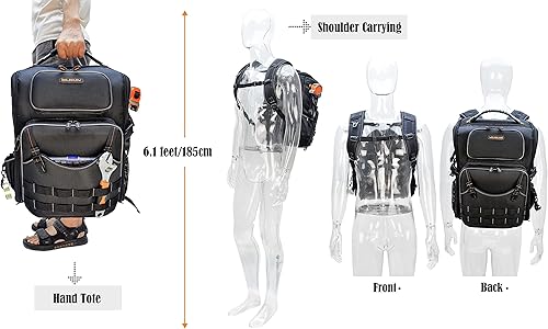 Miniatura 5 de WELKINLAND Mochila de herramientas completamente abierta, mochila de herramientas para hombres, mochilas de herramientas para electricistas,Bolsa de