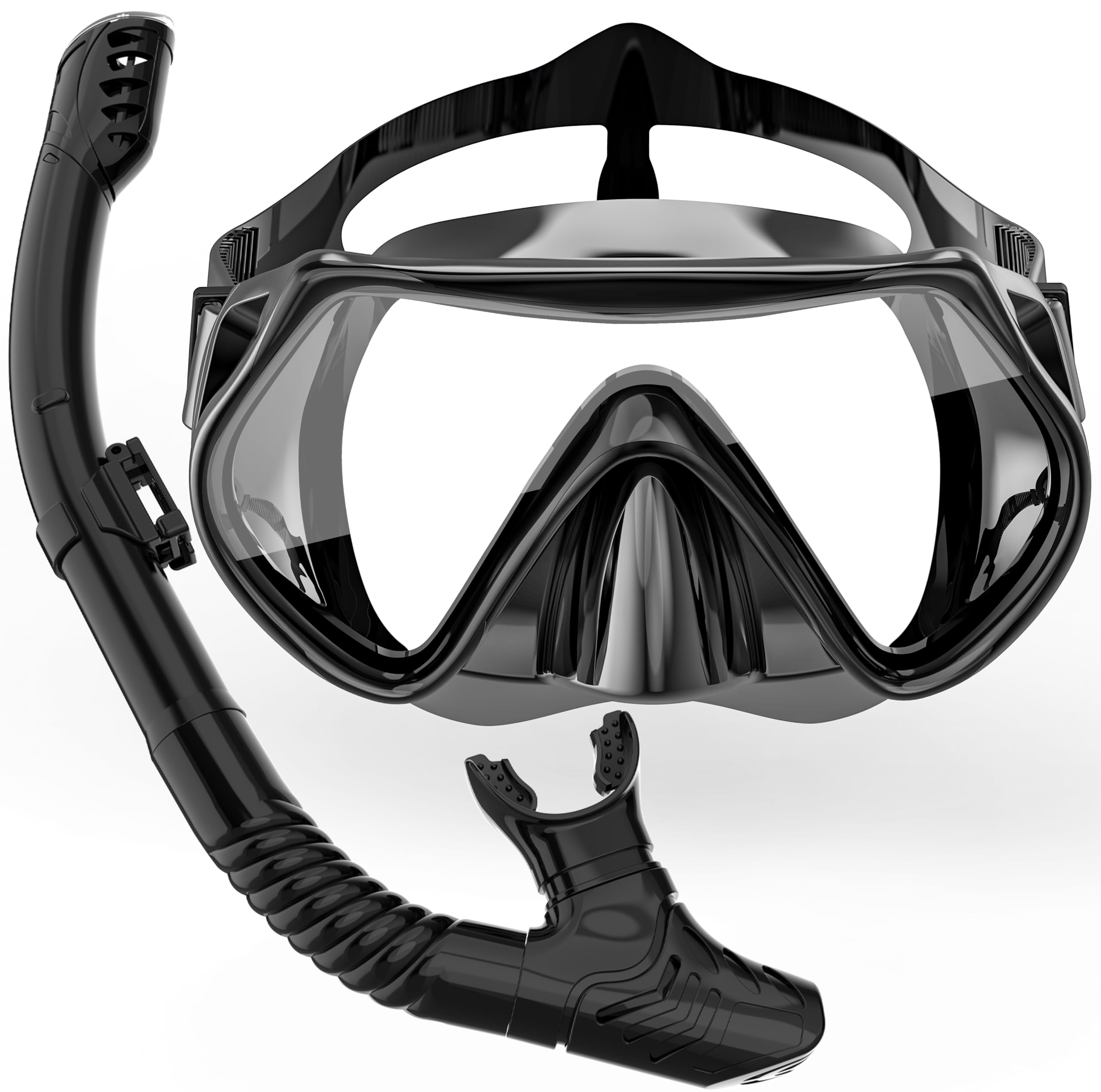 Snorkel Set Adults,Snorkel Mask Set Suitable For Snorkeling Diving Swimming,Scuba Snorkelling Packages,Anti-Fog 180° Panoramic View Swimming Goggles.