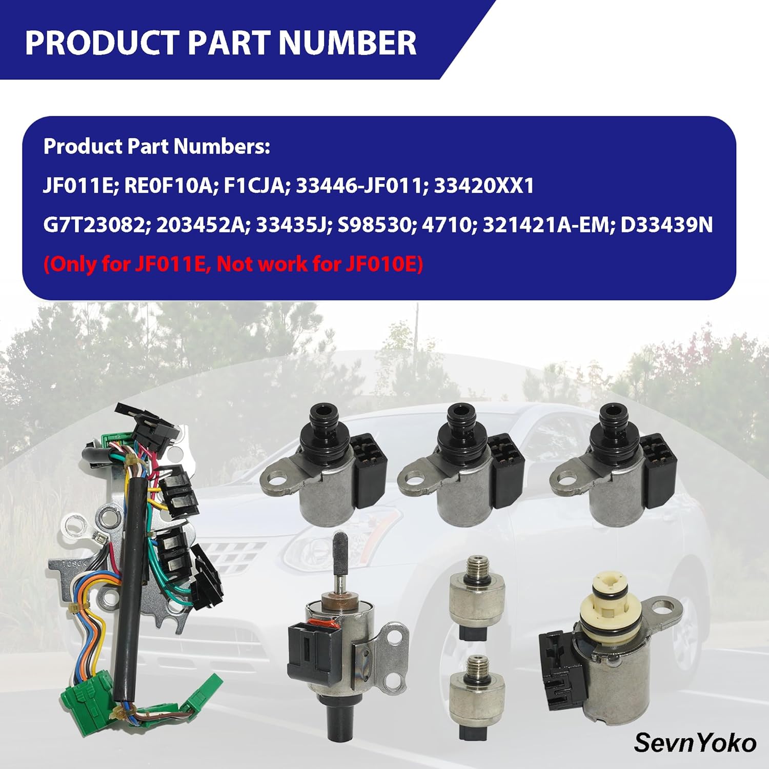 JF011E RE0F10A CVT Transmission Solenoid Kit Compatible with 2009-2012 Altima Rogue Sentra, 2007-2012 Caliber | Replace OE 33446-JF011, 203452A, 33435J | 8-Piece Valve Body Kit