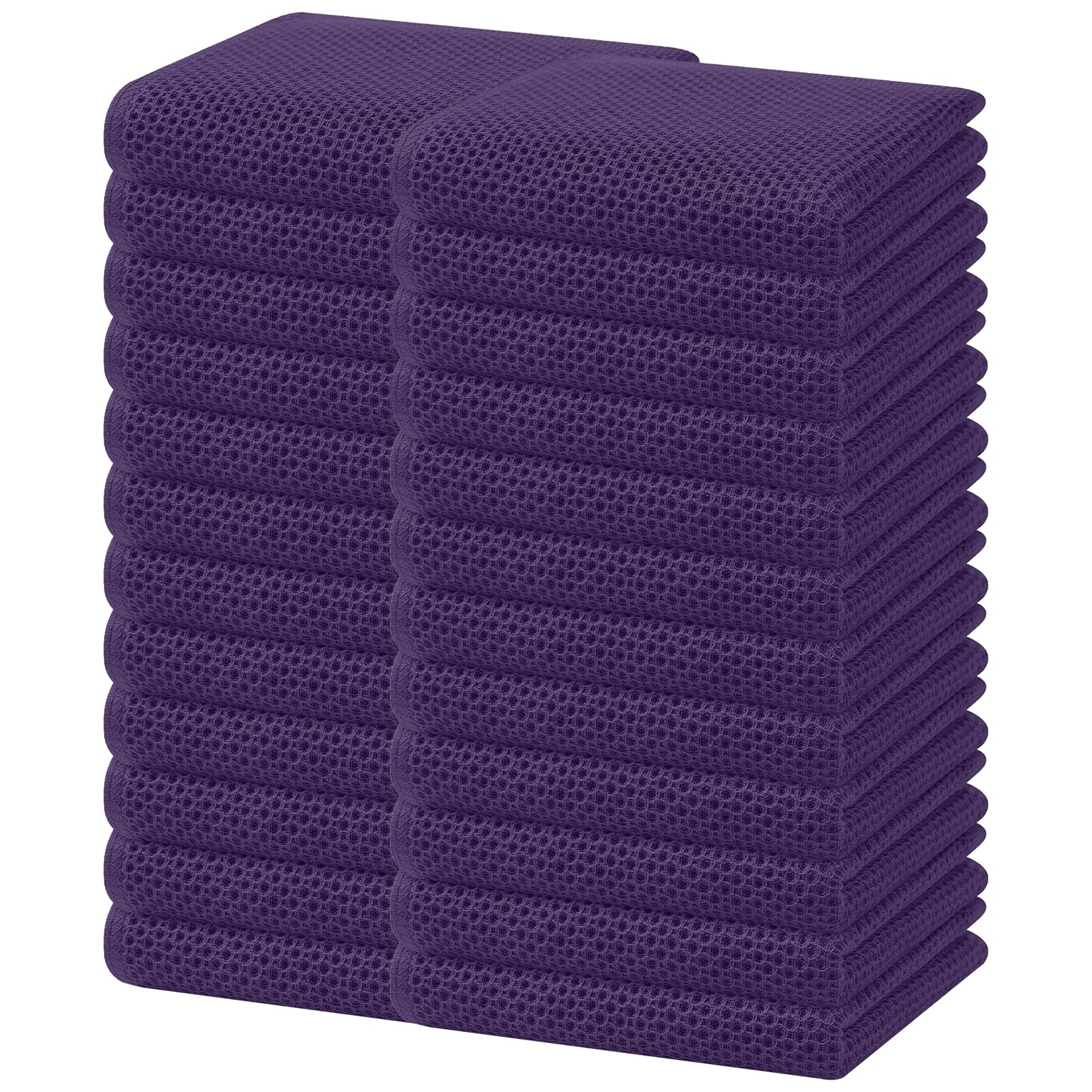 Homaxy 100% Cotton Waffle Weave Kitchen Dish Towels 24-Pack, Eggplant