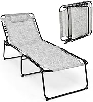 Vista 1 de Tangkula Widen - Sillón plegable y reclinable, portátil con 4 posiciones de respaldo, 2 posiciones de patas, almohada, silla de playa para tomar