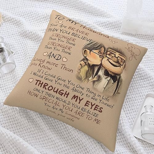 Miniatura 5 de Fevayeer Regalos para el esposo de parte de la esposa funda de almohada de Carl y Ellie Love para aniversario San Valentín cumpleaños ideas de