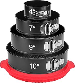 Springform Pan Set of 4, 4/7/9/10inch Cake Pans with Leakproof Silicone ...