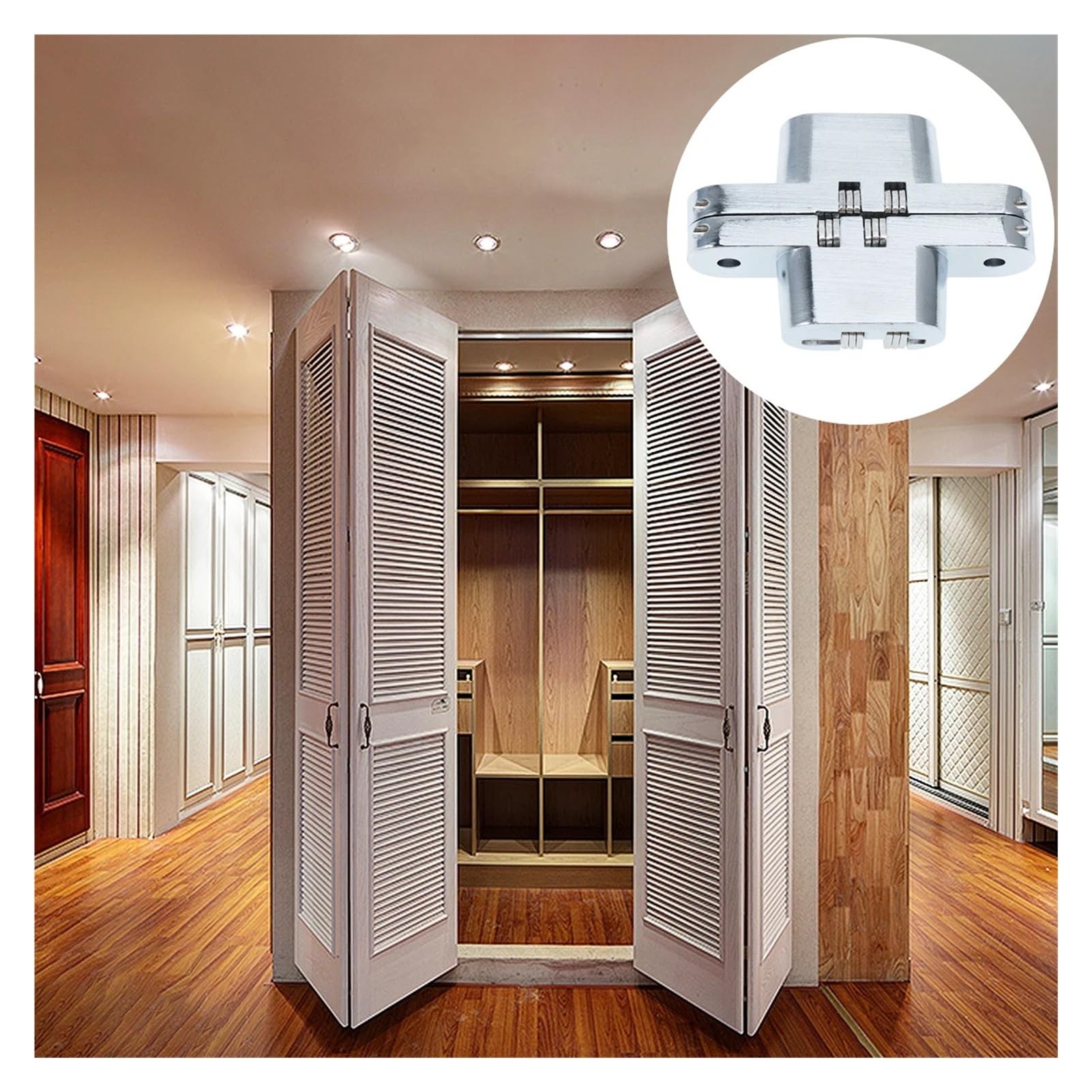 Bisagra oculta de acero inoxidable | Bisagra oculta de acero inoxidable plateada, 3 uds., for puertas de madera, mesas, muebles, cruz