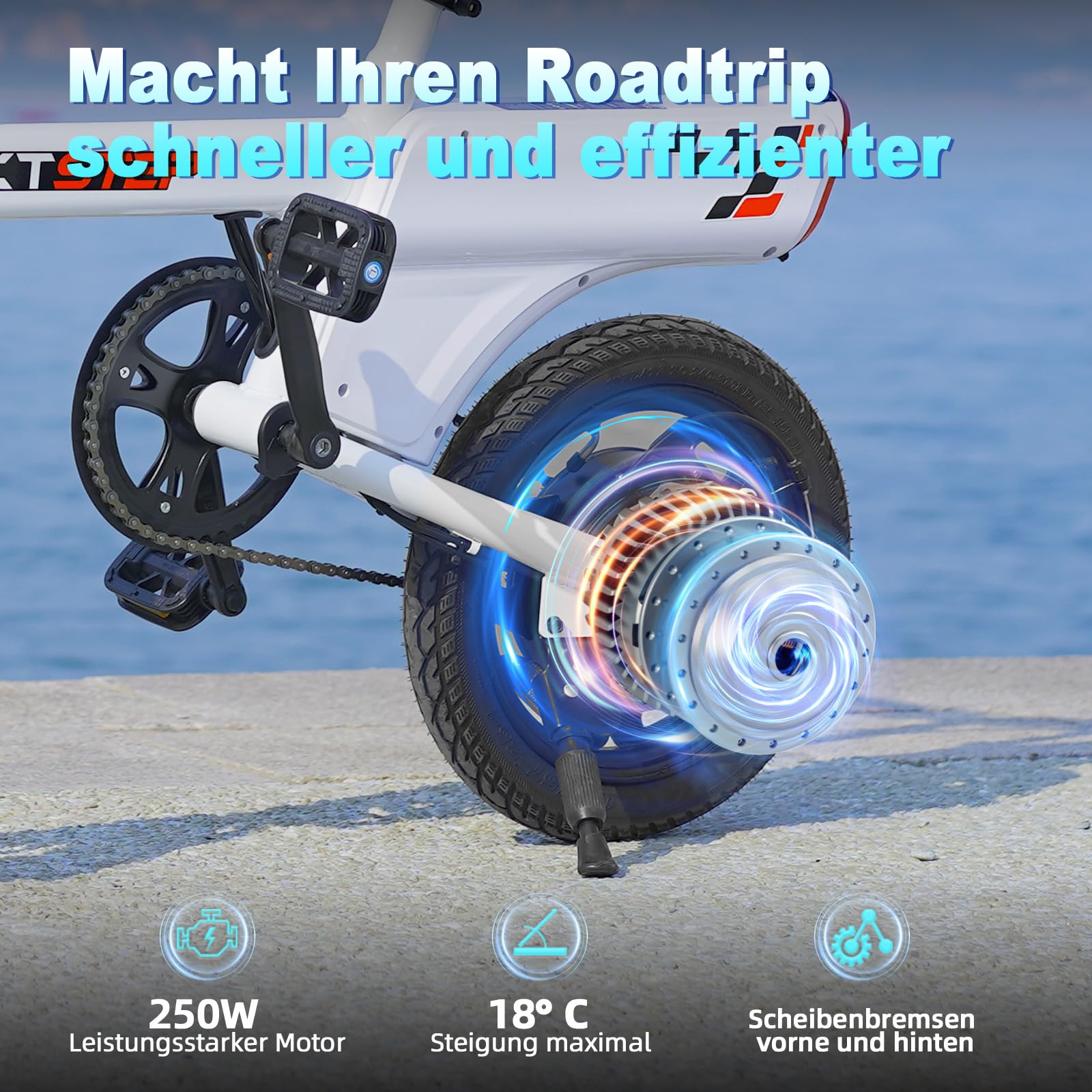 Vélo électrique, E Bike pour Adolescents et Adultes - Portable - pour Les trajets urbains - Max. 25km/h - Moteur 250W - autonomie 30-45km - 3 Modes de Conduite - Freins à Disque - écran LCD.
