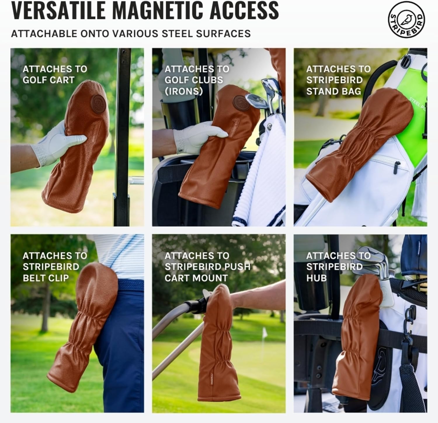 Stripebird Magnetic Golf Driver Head Cover - Ultra-Strength Neodymium, Magnetically Attached - Durable Golf Club Headcover - Lightweight Modern Design - Versatile Fit for All Major Brands