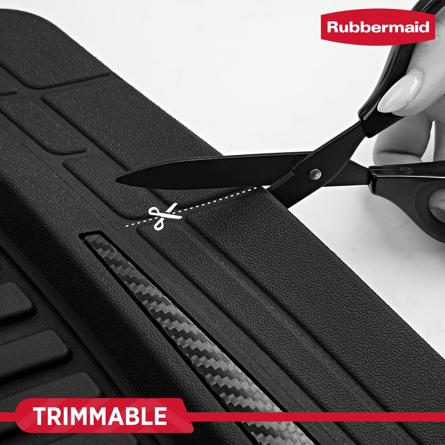 Rubbermaid Car Floor Mats Full Set – Premium All-Weather Car Mat with Brushed Aluminum Inserts, Universal Trim-to-Fit Design, Anti-Slip Backing for Cars, SUVs, Trucks, and Vans