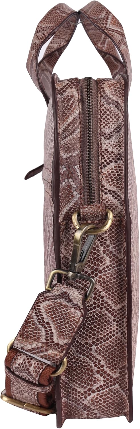 B4ROUGE Python Embossed | 16 Inch Classic Leather Slim briefcases | Laptop Messenger Bags | for Men and Women | Best Office Satchel Bag