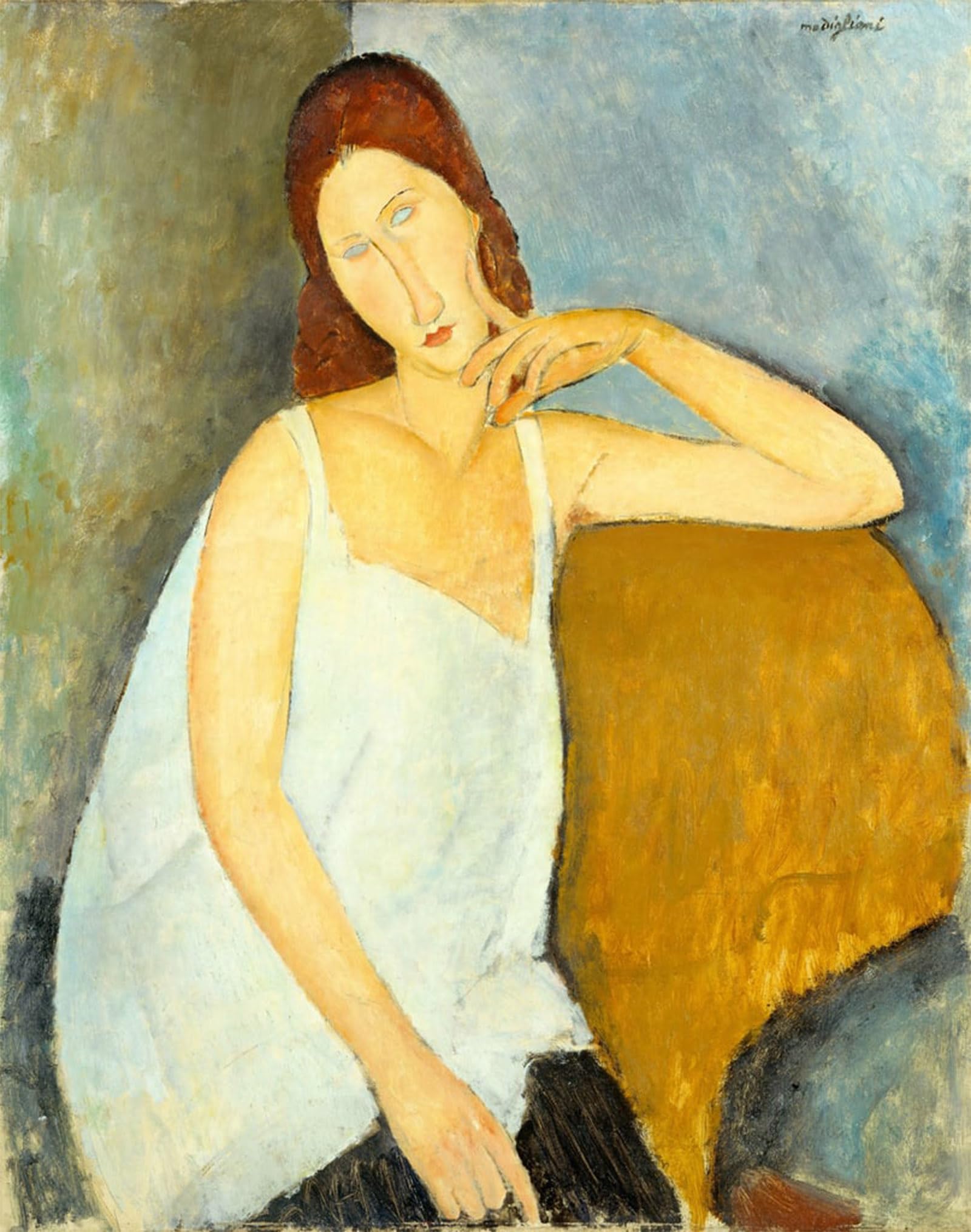 POSTERIIk Vintage Classic Picture Landscape Artwork Jeanne Hebuterne by Amedeo Modigliani Portrait Canvas Painting for Office Home Decor 60x90cm