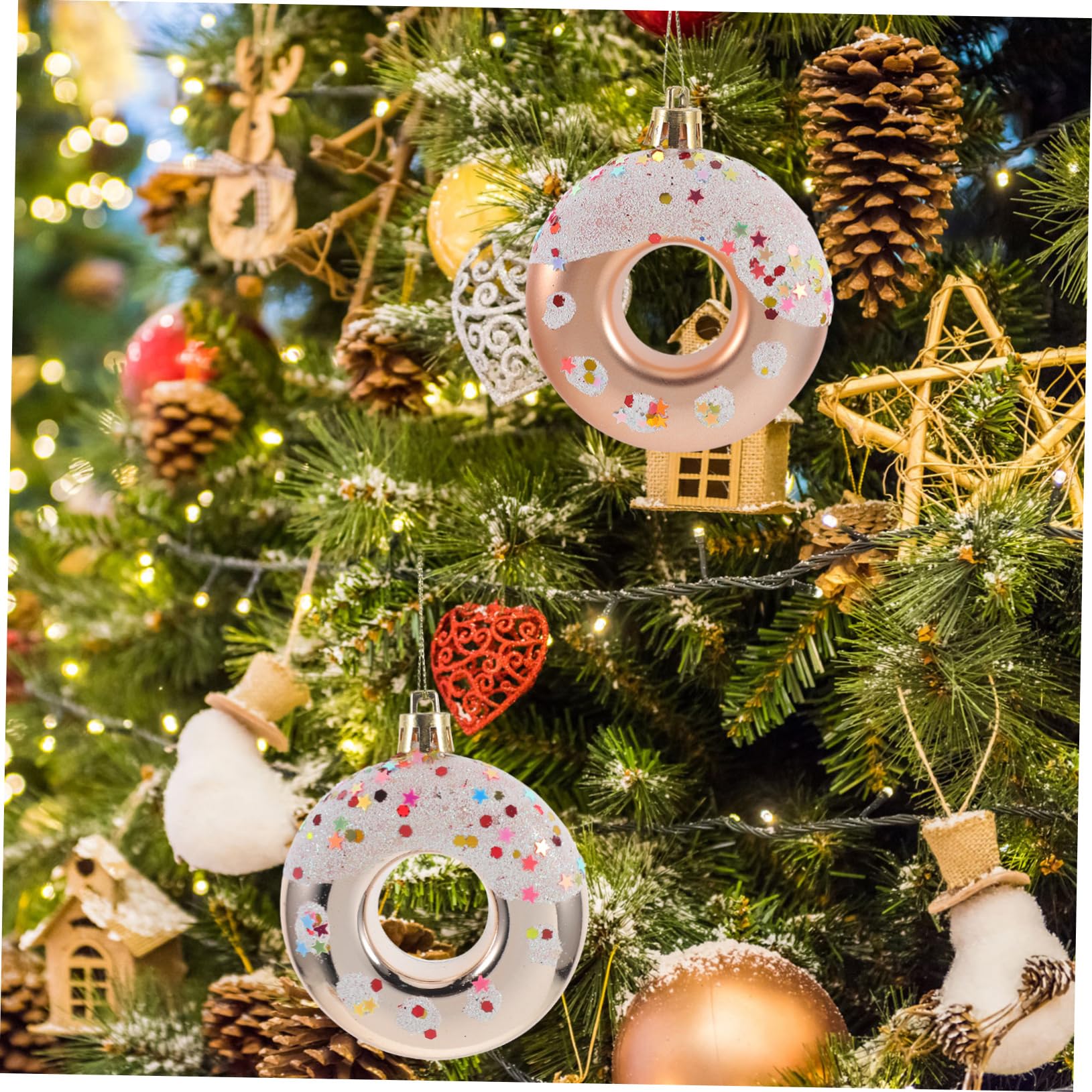 Ciieeo 20 Piezas Bola De Decoración Navideña Decoración Colgante del Árbol De Navidad Adorno Colgante De Donut De Árbol De Pascua Decoraciones De Fiesta De Donas Donut Falso El Plastico