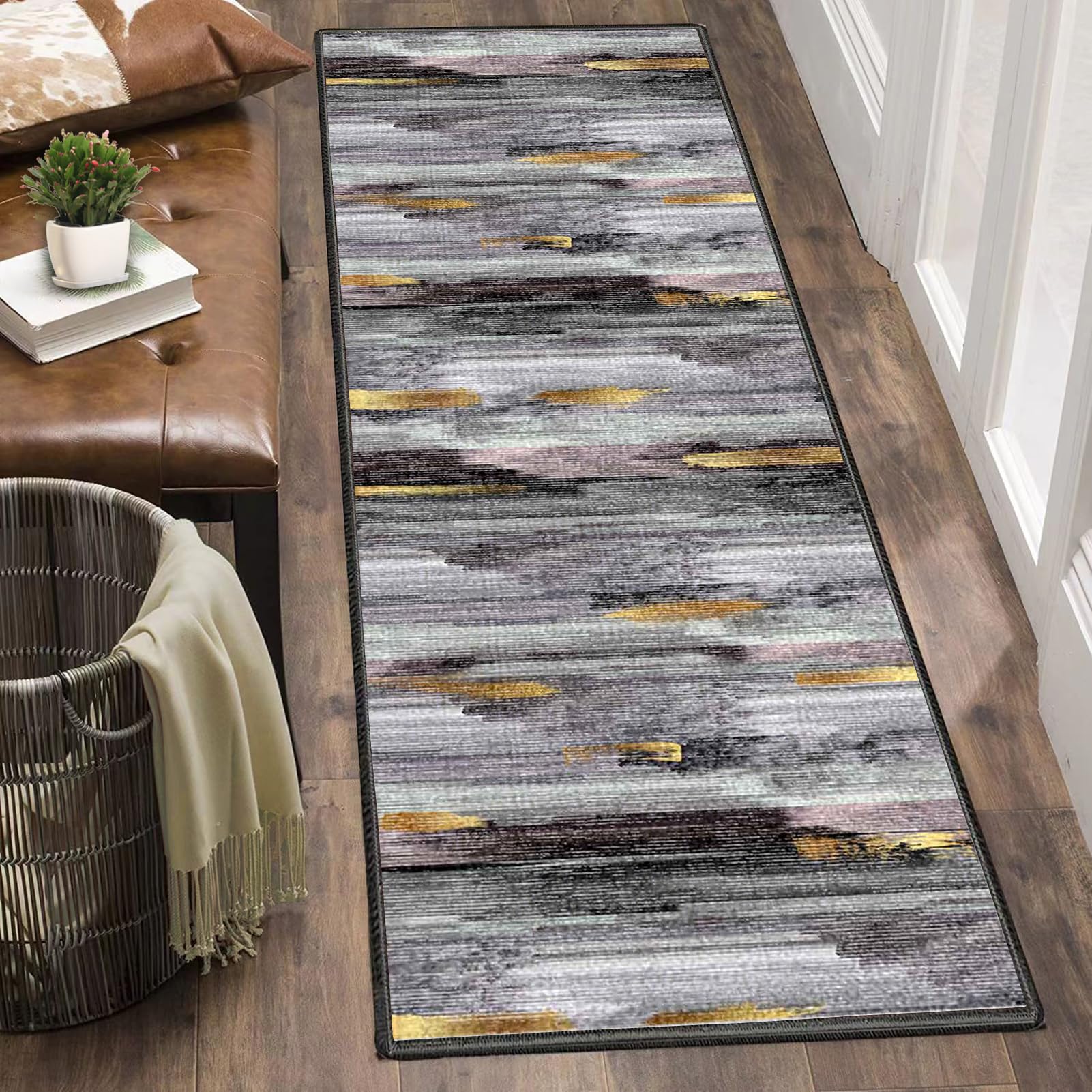 Dywan do korytarza 50 x 350 cm antypoślizgowy dywanik kuchenny zmywalny długi dywan do sypialni krótkie włosie wąski długi dywan wejście do salonu mata chłonna