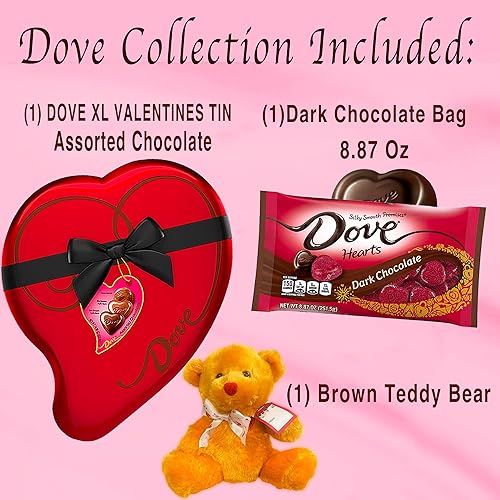 Miniatura 3 de CANDYMAN Paquete para el día de San Valentín con 1 lata de corazón surtido de dulces de chocolate XL 1 bolsa de paloma de chocolate negro y 1 oso de